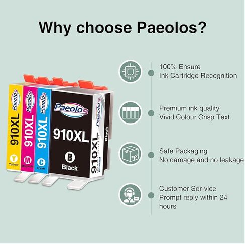 910XL 910 Ink Cartridges Latest Chip Replacement for HP 910XL Ink Cartridges Combo Pack for HP Ink 910 XL Work for HP OfficeJet Pro 8020 8010 8025 8035 8028 8030 8015 8018 8022 Printer Ink 910,4 Pack in Saudi Arabia