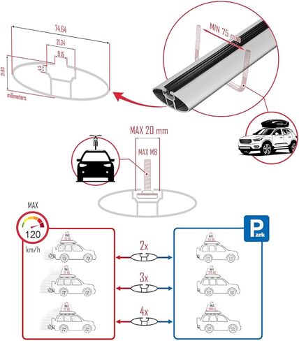 Compatible with Kia Sorento 2 (XM) 2010-2014 FLY Model Cross Bar Car Top Luggage Carrier Rails Roof Racks Grey Aluminium 2 Bars in Saudi Arabia