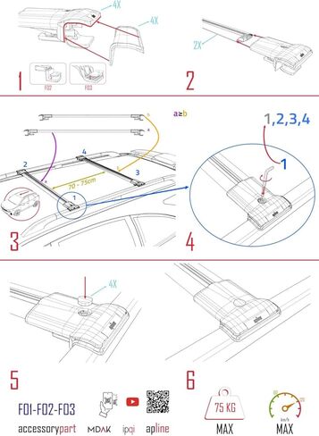 Compatible with Kia Sorento 2 (XM) 2010-2014 FLY Model Cross Bar Car Top Luggage Carrier Rails Roof Racks Grey Aluminium 2 Bars in Saudi Arabia