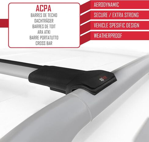 Compatible with Kia Sorento 2 (XM) 2010-2014 FLY Model Cross Bar Car Top Luggage Carrier Rails Roof Racks Grey Aluminium 2 Bars in Saudi Arabia