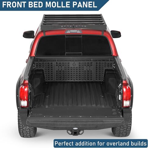 Hooke Road Tacoma Front Truck Bed MOLLE Panel System Cargo Rack لـ 2005-2023 Toyota Tacoma الجيل الثاني والثالث، تخزين فولاذي لتنظيم العتاد والهبوط، مسمار بدون حفر in Kuwait