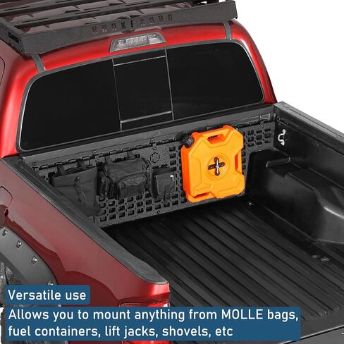 Hooke Road Tacoma Front Truck Bed MOLLE Panel System Cargo Rack لـ 2005-2023 Toyota Tacoma الجيل الثاني والثالث، تخزين فولاذي لتنظيم العتاد والهبوط، مسمار بدون حفر in Kuwait