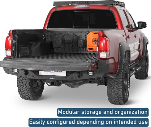 Hooke Road Tacoma Front Truck Bed MOLLE Panel System Cargo Rack لـ 2005-2023 Toyota Tacoma الجيل الثاني والثالث، تخزين فولاذي لتنظيم العتاد والهبوط، مسمار بدون حفر in Kuwait