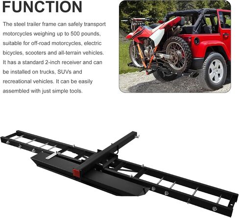 500 LB Motorcycle Scooter Carrier Bike Hitch Mount Rack Ramp Steel Carrier in Kuwait