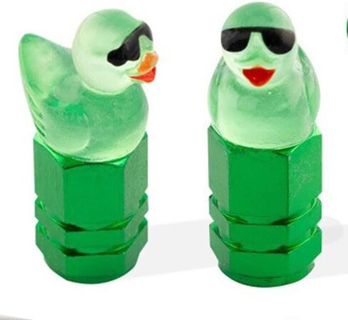 4Pcs Sunglasses Duck Tire Valve Caps, Cute Glow-in-The-Dark Car Tire Valve Stem Covers, Universal for Cars Trucks SUVs Motorcycles (Green) in Kuwait