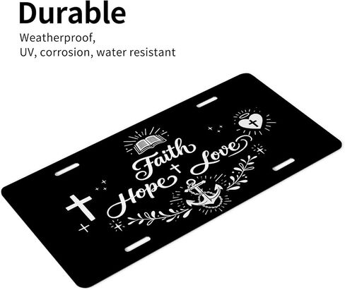 Christian Faith Front License Plate for Men Cross Bible Faith Hope Love Car Vanity Plates Decorative Aluminum Metal Cute Novelty License Plate 6x12 Inch (4 Holes) in Saudi Arabia