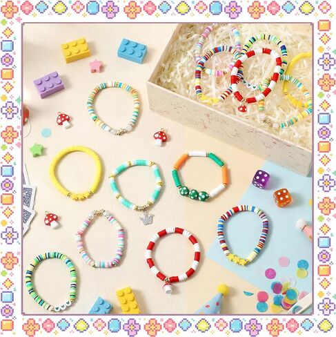 Sureio 24 Pcs Friendship Bracelets, 8 Styles Star Game Themed Stretch Beaded BFF Bracelets Bulk, Multi Cartoon Character Birthday Party Favor Game Fans Gifts Merch for Adults Best Friends in Kuwait