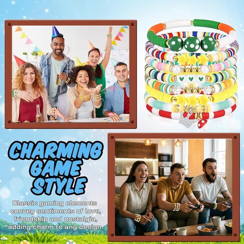 Sureio 24 Pcs Friendship Bracelets, 8 Styles Star Game Themed Stretch Beaded BFF Bracelets Bulk, Multi Cartoon Character Birthday Party Favor Game Fans Gifts Merch for Adults Best Friends in Kuwait