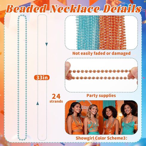Kigeli 24 Pcs The Life of a Birthday Girl Bead Necklace Bulk Showgirl Party Decorations Showgirl Birthday Accessories Orange and Green Themed Party Supplies for Women Girls Costume Necklace in Kuwait