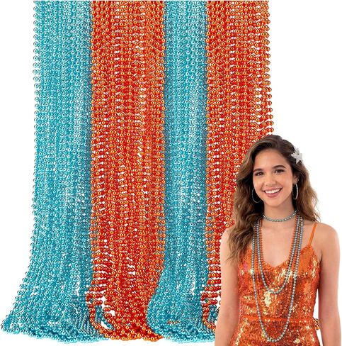 Kigeli 24 Pcs The Life of a Birthday Girl Bead Necklace Bulk Showgirl Party Decorations Showgirl Birthday Accessories Orange and Green Themed Party Supplies for Women Girls Costume Necklace in Kuwait