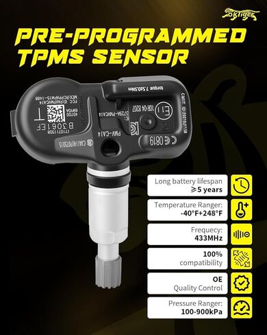 Oktiger 433MHz TPMS Sensor Pre-Programmed Fit for Nissan 2017-2024 Titan, 2020-2024 Versa, 2018-2023 Kicks, 2017 Amada, for Infiniti QX80 2017, Tire Pressure Sensor OE#407006WY0B in Kuwait