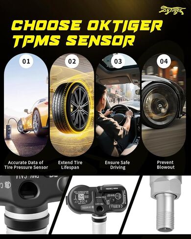 Oktiger 433MHz TPMS Sensor Pre-Programmed Fit for Nissan 2017-2024 Titan, 2020-2024 Versa, 2018-2023 Kicks, 2017 Amada, for Infiniti QX80 2017, Tire Pressure Sensor OE#407006WY0B in Kuwait