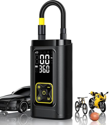 Tire Inflator Portable Air Compressor for Car Tires with Gauge, 150PSI Fast Bike Air Pump for Auto, Motorcycle, Bicycle, Balls, Digital Tire Pump with LED Light, Auto Shut-Off in Saudi Arabia