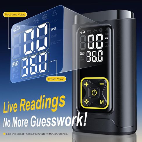 Tire Inflator Portable Air Compressor for Car Tires with Gauge, 150PSI Fast Bike Air Pump for Auto, Motorcycle, Bicycle, Balls, Digital Tire Pump with LED Light, Auto Shut-Off in Saudi Arabia