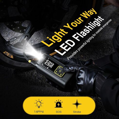 Tire Inflator Portable Air Compressor for Car Tires with Gauge, 150PSI Fast Bike Air Pump for Auto, Motorcycle, Bicycle, Balls, Digital Tire Pump with LED Light, Auto Shut-Off in Saudi Arabia