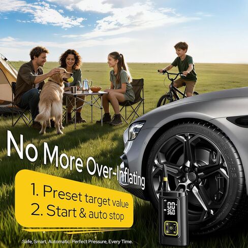 Tire Inflator Portable Air Compressor for Car Tires with Gauge, 150PSI Fast Bike Air Pump for Auto, Motorcycle, Bicycle, Balls, Digital Tire Pump with LED Light, Auto Shut-Off in Saudi Arabia