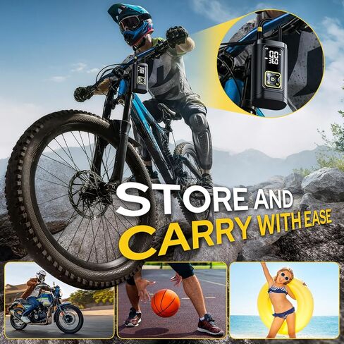 Tire Inflator Portable Air Compressor for Car Tires with Gauge, 150PSI Fast Bike Air Pump for Auto, Motorcycle, Bicycle, Balls, Digital Tire Pump with LED Light, Auto Shut-Off in Saudi Arabia