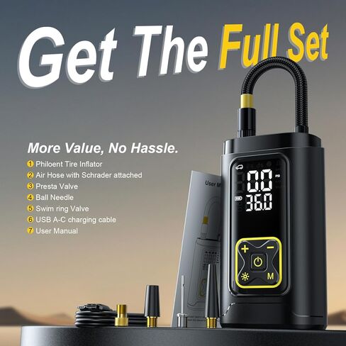 Tire Inflator Portable Air Compressor for Car Tires with Gauge, 150PSI Fast Bike Air Pump for Auto, Motorcycle, Bicycle, Balls, Digital Tire Pump with LED Light, Auto Shut-Off in Saudi Arabia