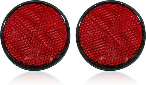 2PCS Motorcycle Reflectors, 2" Round Reflective Warning Reflector, with M6 x 1.0 Screw Mount, Waterproof Plastic Bike Reflectors, Universal Rear Safety Reflector for Most Car, Mailbox (Red) in Saudi Arabia