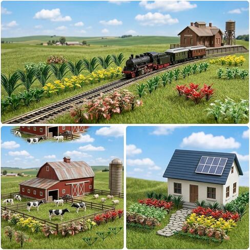 Grevosea 100 Pcs Miniatures for Crafts, Miniature Plants Mini Artificial Fake Plants Mini Trees Flowers for DIY Crafts Garden Scenery Railway Sand Architecture Building Diorama Supplies in Kuwait