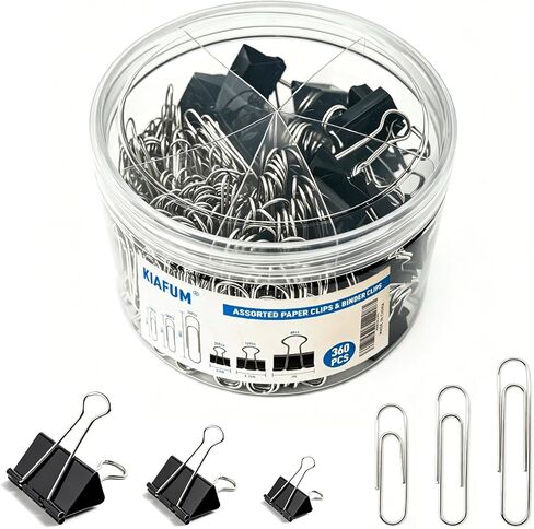 360 Pack Paper Clips and Binder Clips Set – Mixed Sizes Paperclips with Assorted Medium & Large Binder Clips for Office School Home Organization in Saudi Arabia