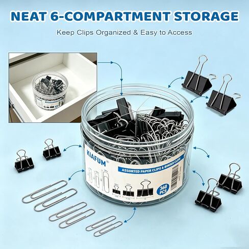 360 Pack Paper Clips and Binder Clips Set – Mixed Sizes Paperclips with Assorted Medium & Large Binder Clips for Office School Home Organization in Saudi Arabia