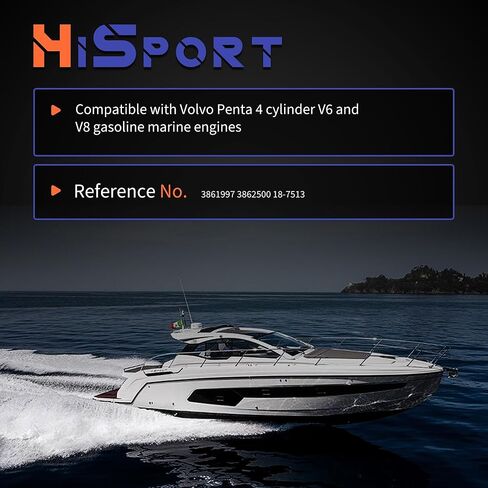 جهاز إرسال مستشعر درجة الحرارة HiSport 3861997 - متوافق مع محركات البنزين البحرية فولفو Penta 4 Cylinder V6 وV8 - استبدل 3862500 18-7513 in Kuwait