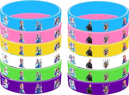 86pcs Frozen Birthday Party decorations Set Included 12 Bracelets, 12 Acrylic Pins, 12 Keychains, 50 Stickers, for Boys and Girls Cartoon Theme Party in Saudi Arabia