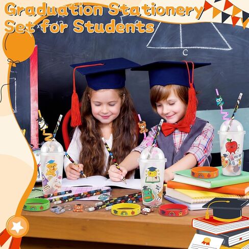 Funnymoom 194 قطعة من هدايا حفلات التخرج فئة 2026، حشوات الأكواب Congrats Grad، سلسلة مفاتيح من السيليكون، سوار من السيليكون لهدية نهاية العام من جوائز لعبة Teacher Rewards Bingo، 24 مجموعة (حيوان) in Kuwait