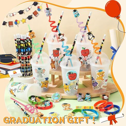 Funnymoom 194 قطعة من هدايا حفلات التخرج فئة 2026، حشوات الأكواب Congrats Grad، سلسلة مفاتيح من السيليكون، سوار من السيليكون لهدية نهاية العام من جوائز لعبة Teacher Rewards Bingo، 24 مجموعة (حيوان) in Kuwait