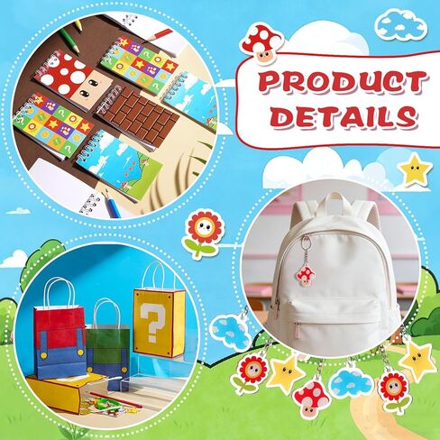 Vanblue 97 Pcs Super Brother Party favors Set Gift Brother Birthday Decorations Super Video Game Brother Classroom School Reward Notepads Fake Mustaches Goodie Bag Stuffers in Kuwait