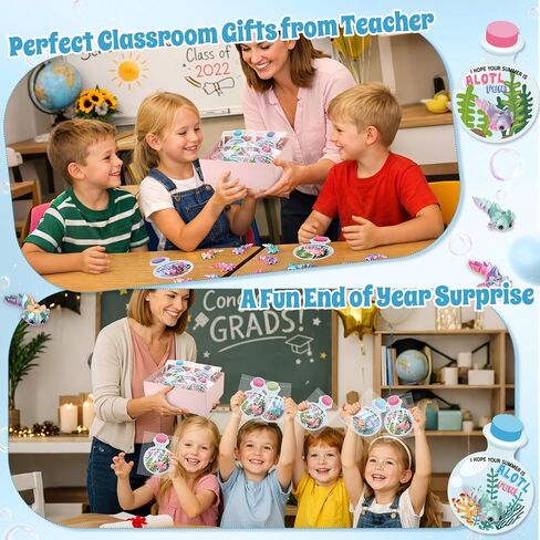 24 Sets End of Year Gifts 3D Printed Axolotl with Cards Graduation Party Favors 3D Printed Axolotl Figures Stress Relief Fidget for Gift Exchange from Teacher Summer Bulk Party Supplies in Kuwait
