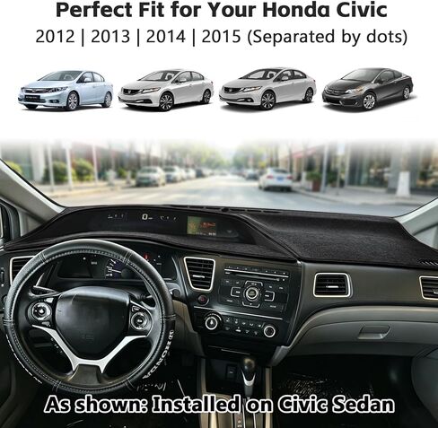 for 2012 2013 2014 2015 Honda Civic Dash Cover, Dashboard Cover mat Custom fit for Honda Civic 2012-2015,Protective Dashboard for Civic Interior Accessory (Black) in Saudi Arabia