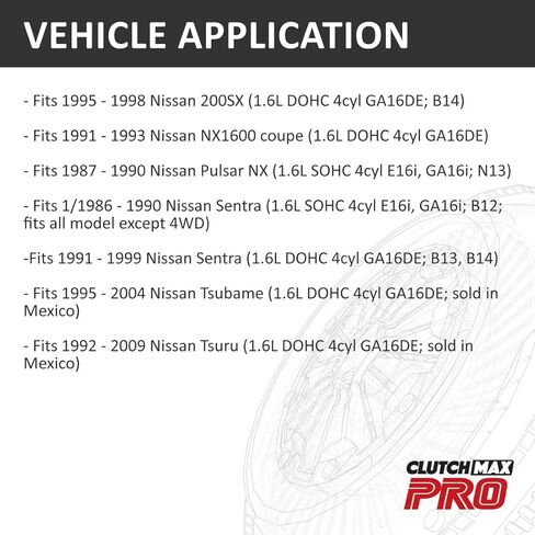مجموعة القابض ClutchMaxPRO شديدة التحمل OEM متوافقة مع 1995-1998 Nissan 200SX 1991-1993 NX1600 1987-1990 Pulsar NX 1986-1999 Sentra GA16DE E16i GA16i B12 B13 B14 1.6L (CP06040HD-CK) in Kuwait