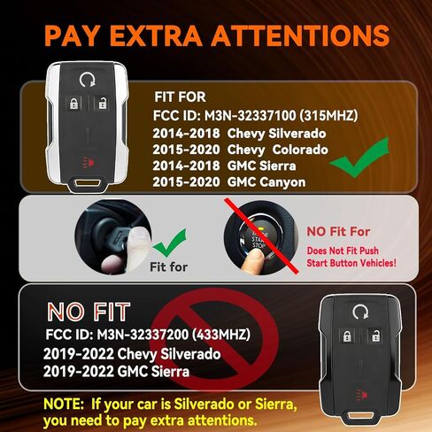 Key Fob Replacement for Chevy Silverado 1500 2014 2015 2016 2017 2018 GMC Sierra 2015-2020 GMC Canyon Chevy Colorado Simple Remote Fob DIY Kit M3N 32337100 in Saudi Arabia