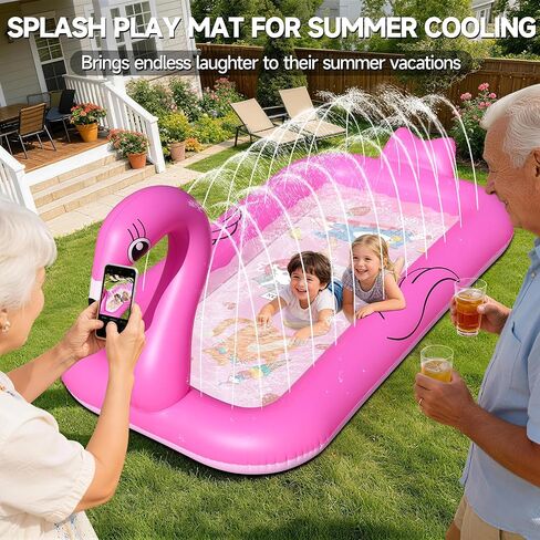 KingSom Splash Pad Sprinkler for Kids,Flamingo Splash Pad for Toddlers,Thicken Toddler Sprinkler Pool,Splash Play Mat Summer Outdoor Water Toys, Inflatable Splash Pad for Kids,Backyard Baby Kid Pool in Saudi Arabia