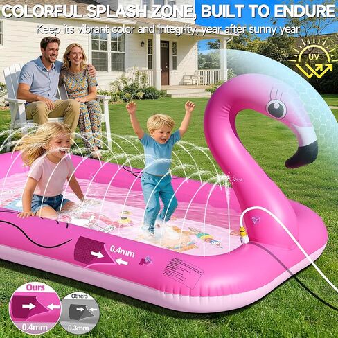 KingSom Splash Pad Sprinkler for Kids,Flamingo Splash Pad for Toddlers,Thicken Toddler Sprinkler Pool,Splash Play Mat Summer Outdoor Water Toys, Inflatable Splash Pad for Kids,Backyard Baby Kid Pool in Saudi Arabia