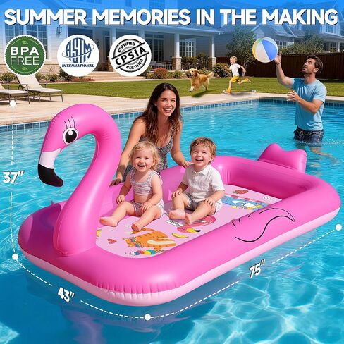 KingSom Splash Pad Sprinkler for Kids,Flamingo Splash Pad for Toddlers,Thicken Toddler Sprinkler Pool,Splash Play Mat Summer Outdoor Water Toys, Inflatable Splash Pad for Kids,Backyard Baby Kid Pool in Saudi Arabia