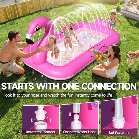KingSom Splash Pad Sprinkler for Kids,Flamingo Splash Pad for Toddlers,Thicken Toddler Sprinkler Pool,Splash Play Mat Summer Outdoor Water Toys, Inflatable Splash Pad for Kids,Backyard Baby Kid Pool in Saudi Arabia