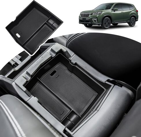 منظم وحدة التحكم المركزية متوافق مع ملحقات Subaru Forester 2019 2020 2021 2022 2023 2024، صندوق تخزين مسند الذراع مناسب حسب الطلب ABS حامل العملات المعدنية (غير مناسب XT & 2025) in Kuwait
