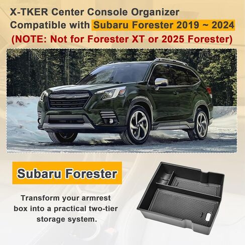 منظم وحدة التحكم المركزية متوافق مع ملحقات Subaru Forester 2019 2020 2021 2022 2023 2024، صندوق تخزين مسند الذراع مناسب حسب الطلب ABS حامل العملات المعدنية (غير مناسب XT & 2025) in Kuwait