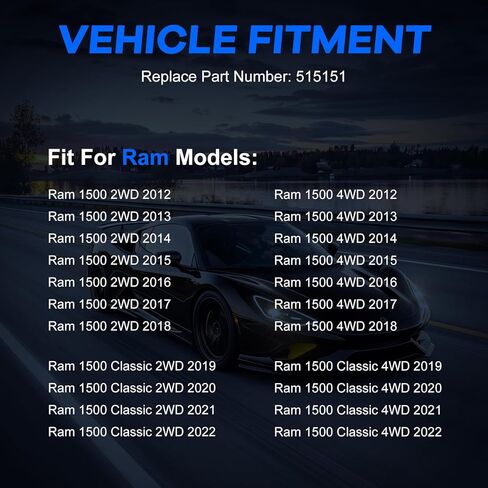 مجموعة محور العجلة الأمامية - 515151 4WD/RWD (5 عروة مع ABS)، مجموعة محور العجلة متوافقة مع Ram 1500 2012-2018، Ram 1500 Classic 2019-2022 (باستثناء Tradesman HD) in Kuwait