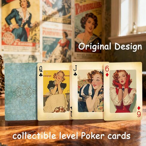 Poker Cards, Retro Style Playing Cards, 54 Non Repeating Exquisite Illustrations, Double-Sided Anti Slip Pattern Design, Suitable for Family Card Board Games and Poker Card Collections. in Saudi Arabia
