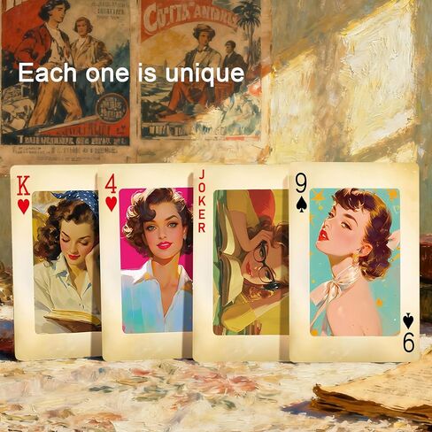 Poker Cards, Retro Style Playing Cards, 54 Non Repeating Exquisite Illustrations, Double-Sided Anti Slip Pattern Design, Suitable for Family Card Board Games and Poker Card Collections. in Saudi Arabia