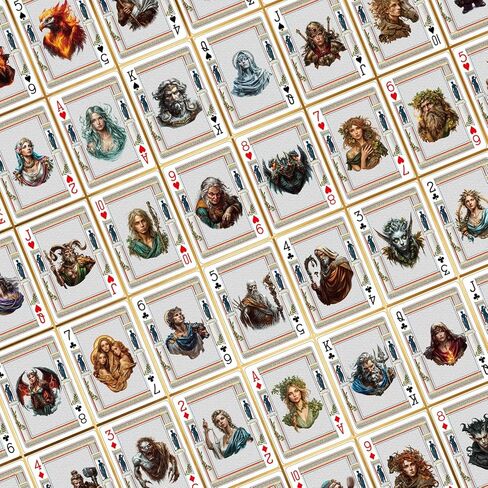 Epic Mythology Element Style Playing Cards, 54 Different Illustrations, Ultra-HD Patterns, Dual-Sided Non-Slip Texture Design in Kuwait