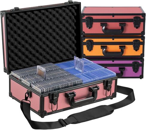Toploader Storage Box for 3x4 35pt Rigid Cards, Top Loader Cards – Holds 600+ Top Loaders - Aluminum Alloy Trading Card Case, Sports Card Storage Box with Lock (Large Black) in Saudi Arabia