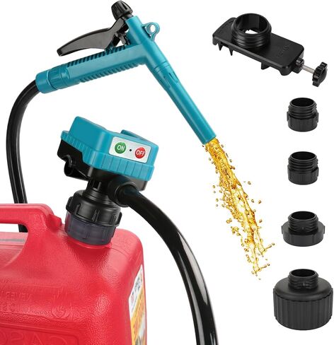 4.5 GPM Cordless Fuel Transfer Pump with 51'' PVC hose, Compatible with Makita 18V Batteries, 4 adapters & multi-adapter, Portable Gas can pump for Lawn Mowers, Cars (Bare Tool) in Saudi Arabia
