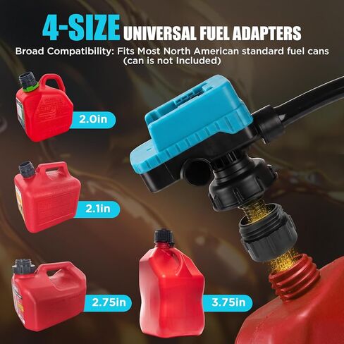 4.5 GPM Cordless Fuel Transfer Pump with 51'' PVC hose, Compatible with Makita 18V Batteries, 4 adapters & multi-adapter, Portable Gas can pump for Lawn Mowers, Cars (Bare Tool) in Saudi Arabia