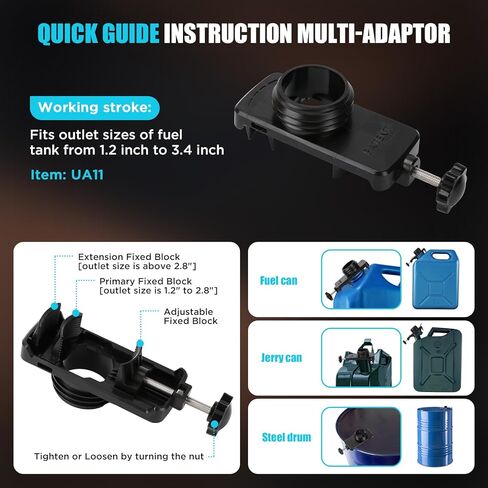 4.5 GPM Cordless Fuel Transfer Pump with 51'' PVC hose, Compatible with Makita 18V Batteries, 4 adapters & multi-adapter, Portable Gas can pump for Lawn Mowers, Cars (Bare Tool) in Saudi Arabia