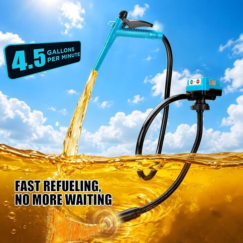 4.5 GPM Cordless Fuel Transfer Pump with 51'' PVC hose, Compatible with Makita 18V Batteries, 4 adapters & multi-adapter, Portable Gas can pump for Lawn Mowers, Cars (Bare Tool) in Saudi Arabia